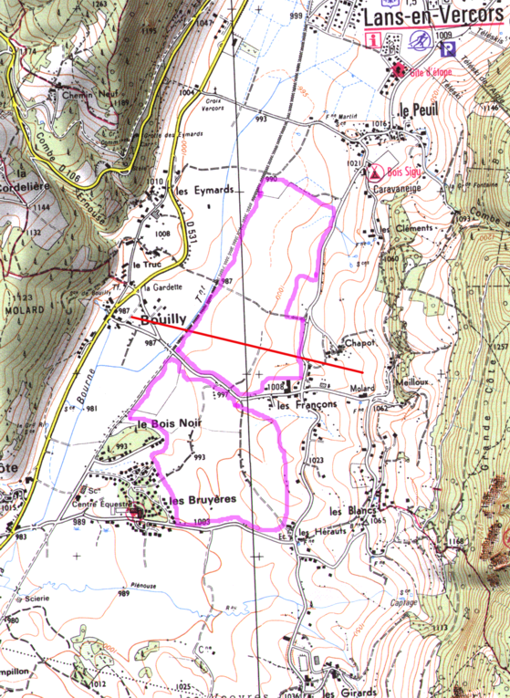 carte Autrans - sites kite-ski